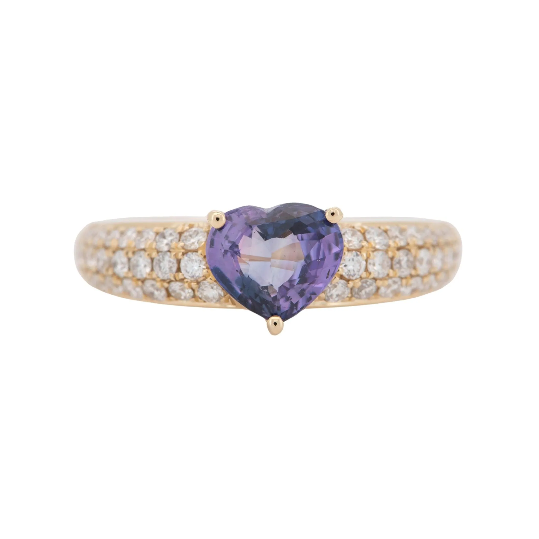 1.5ct Pinkish Purple Bi-Color Sapphire on Diamond Pave Engagement Ring 14K Gold R6499