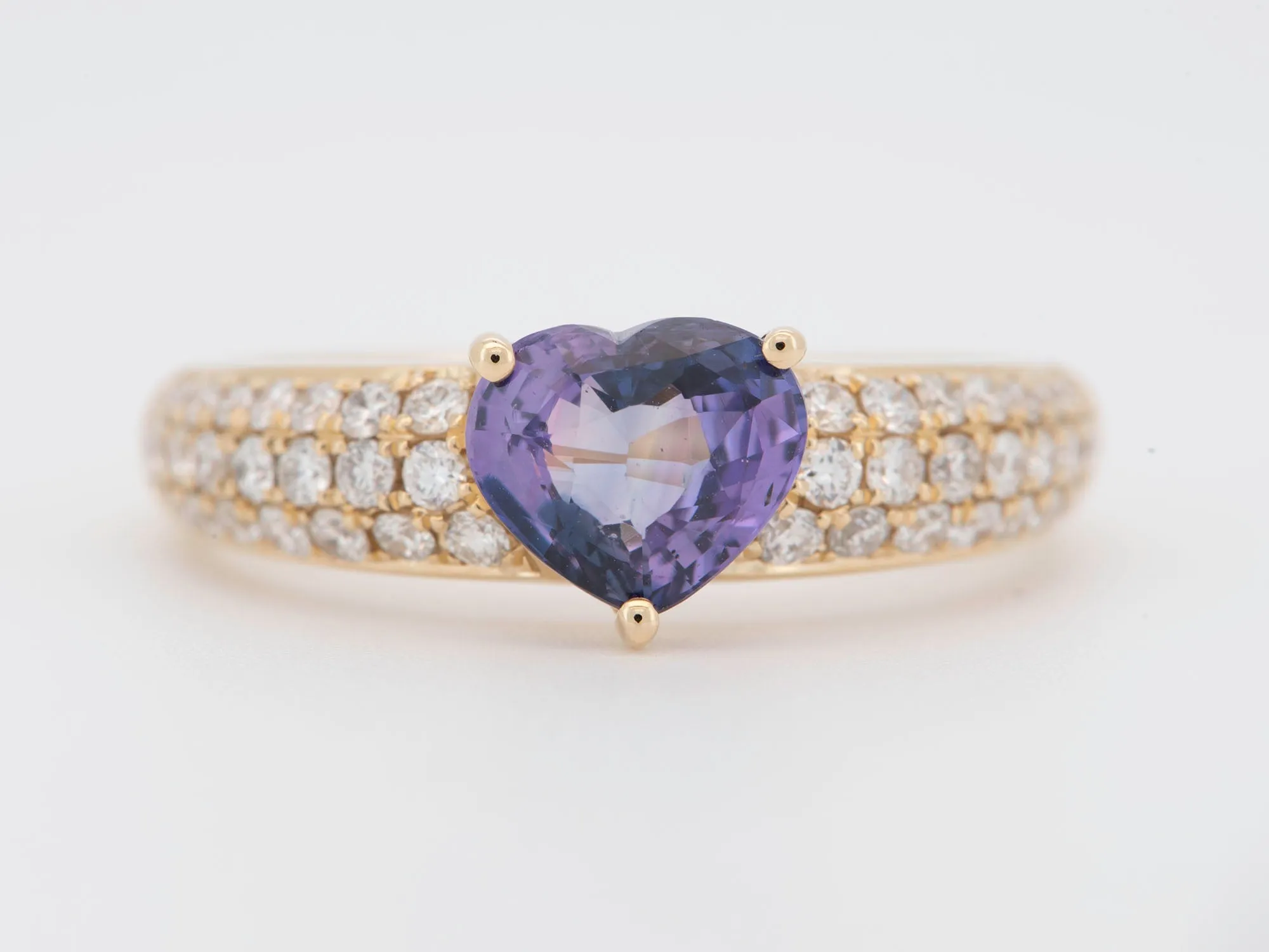 1.5ct Pinkish Purple Bi-Color Sapphire on Diamond Pave Engagement Ring 14K Gold R6499