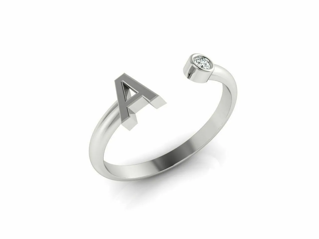 18k Ring Sold White Gold Ladies Jewelry Simple A Letter Design CGR47W