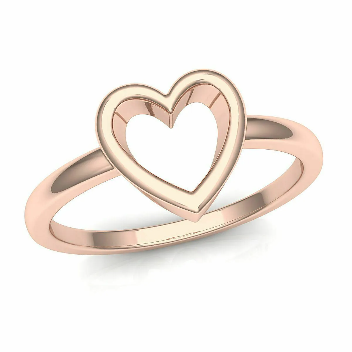 18k Ring Solid Rose Gold Ladies Jewelry Modern Heart Pattern CGR7R