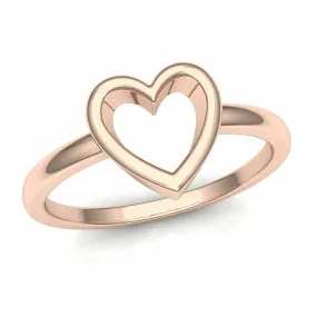 18k Ring Solid Rose Gold Ladies Jewelry Modern Heart Pattern CGR7R