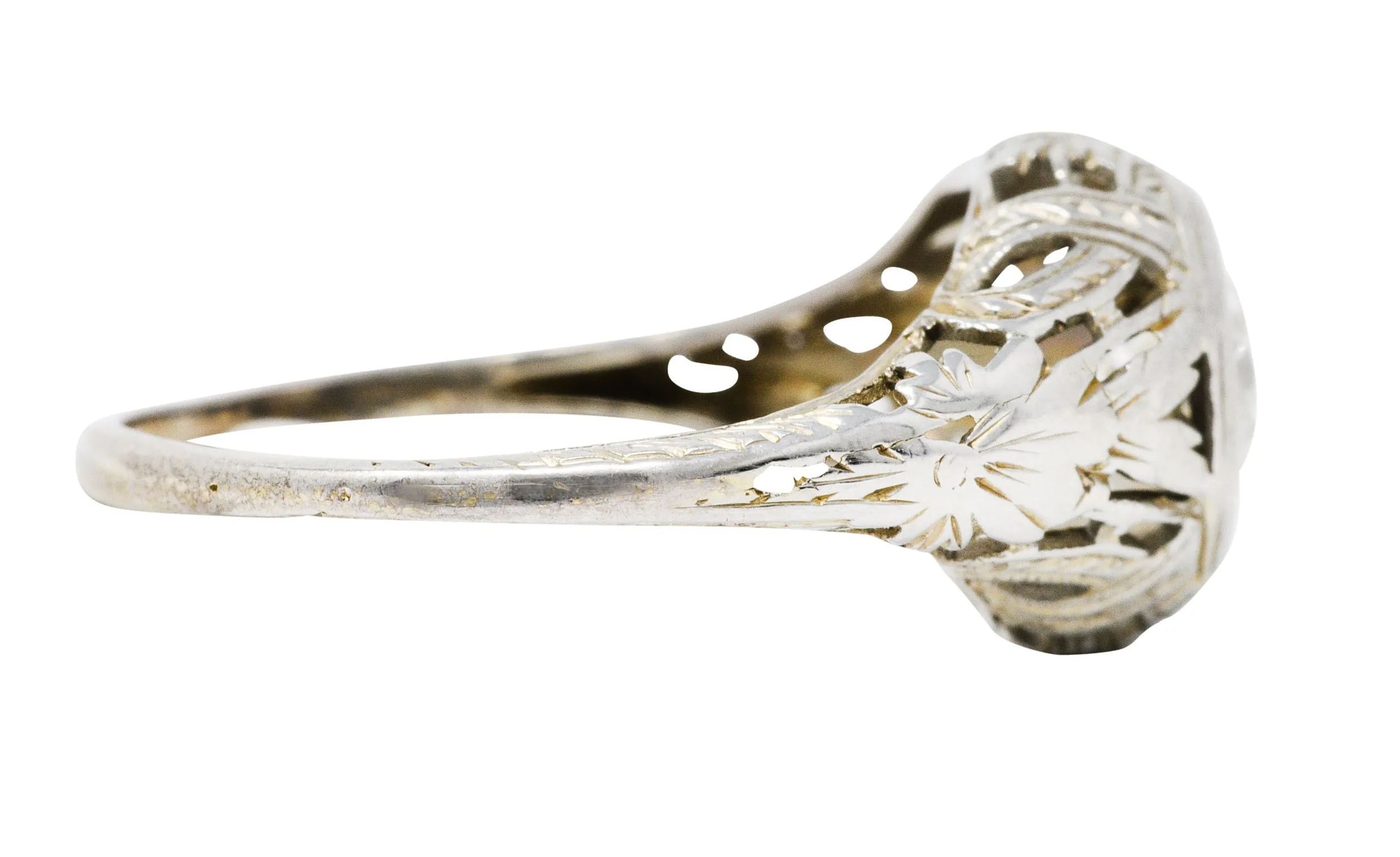 1920's Art Deco Diamond 18 Karat White Gold Blossom Engagement Ring