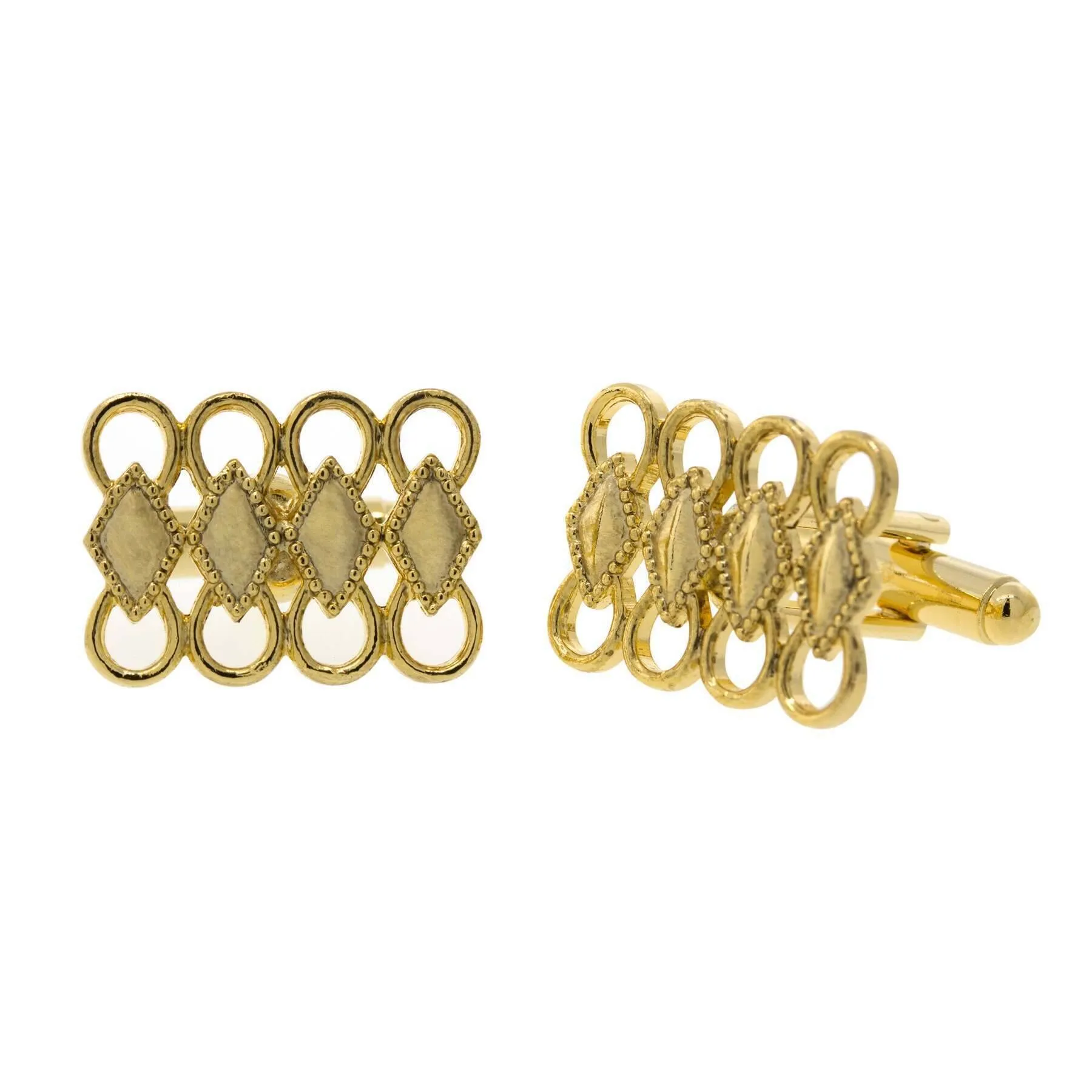 1928 Jewelry Gold Four Diamonds Cufflinks