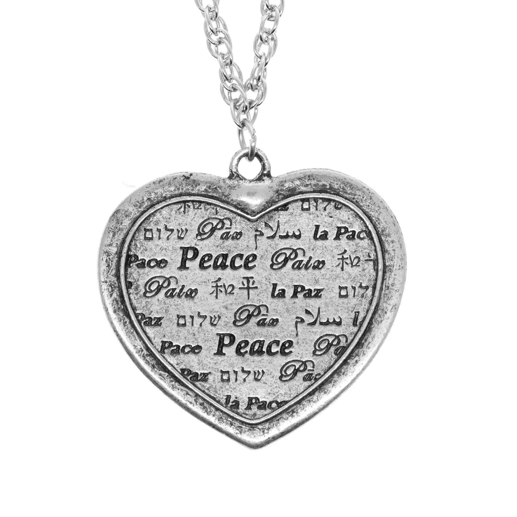 1928 Jewelry Multilingual Peace Heart Pendant Necklace 28