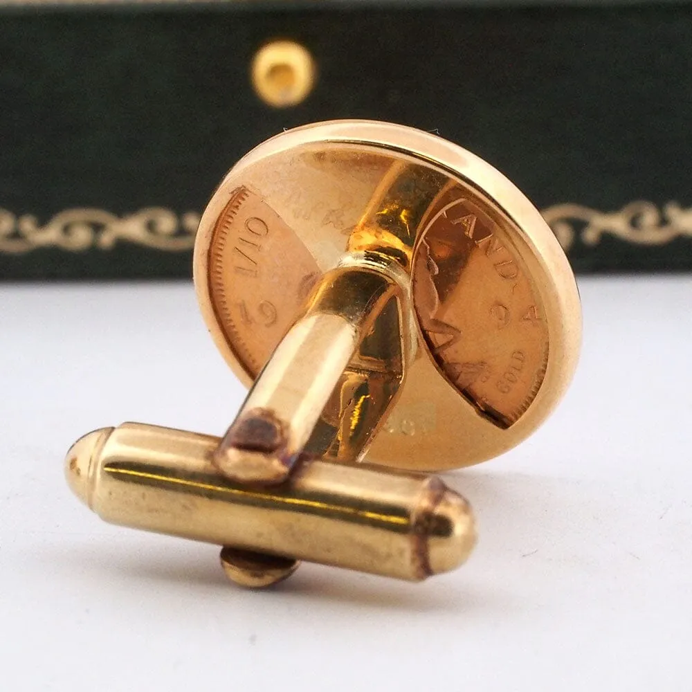 1994 1/10th oz South Africa Gold Krugerrand Cufflinks - 18K Bezels/Toggles