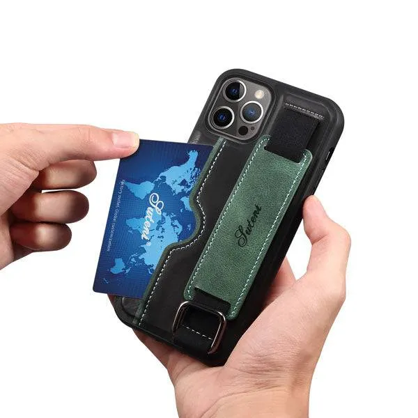 2022 Protective Leather Kickstand Wristband Case For iPhone