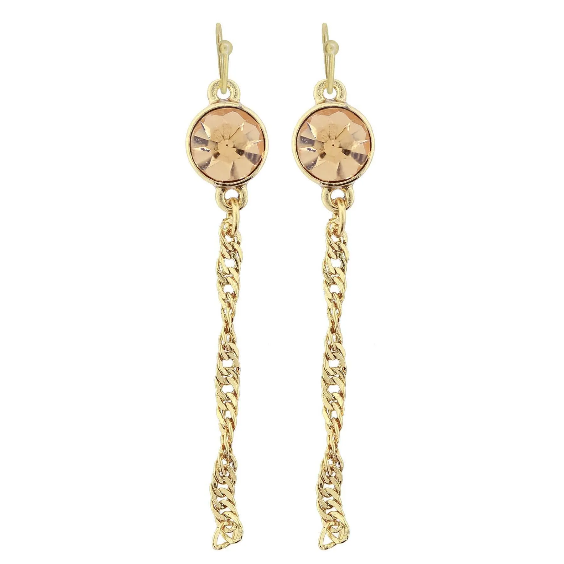 2028 Jewelry Crystal Chain Drop Wire Earrings