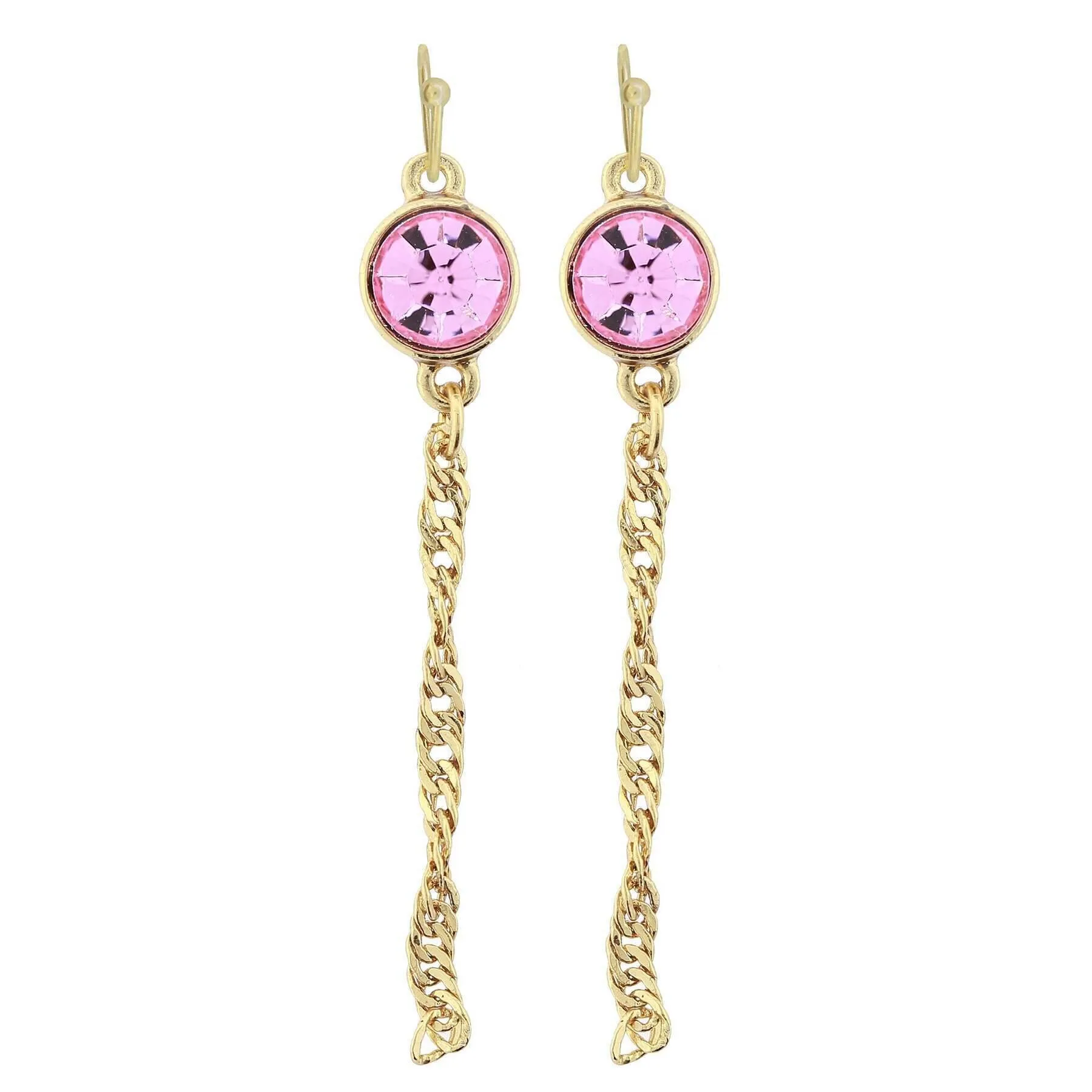 2028 Jewelry Crystal Chain Drop Wire Earrings