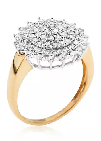 9ct Yellow Gold Diamond Set Round Cluster Ladies Dress Ring | Grattan