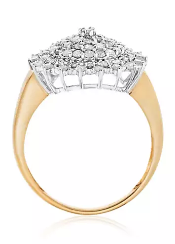 9ct Yellow Gold Diamond Set Round Cluster Ladies Dress Ring | Grattan