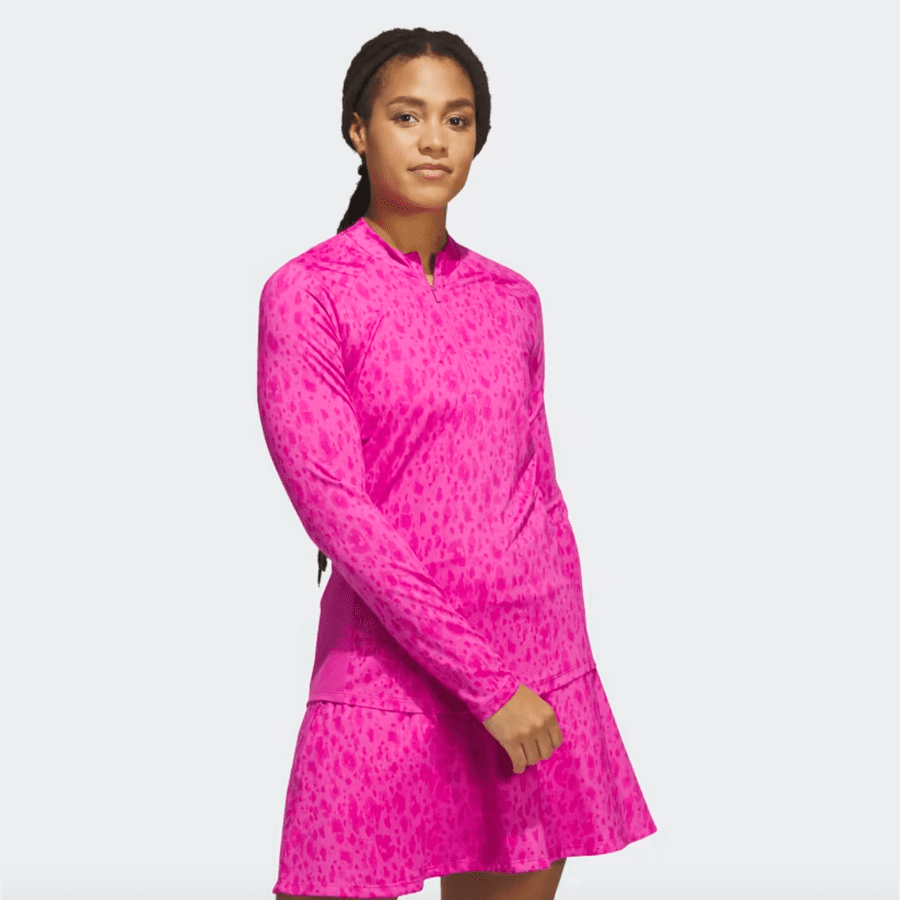 Adidas Ladies Ultimate365 Printed 1/4-Zip- Pink