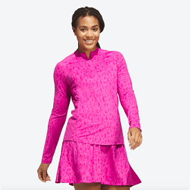 Adidas Ladies Ultimate365 Printed 1/4-Zip- Pink