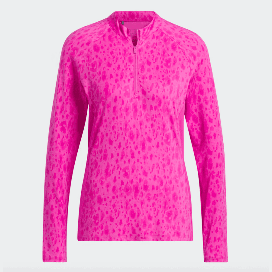 Adidas Ladies Ultimate365 Printed 1/4-Zip- Pink