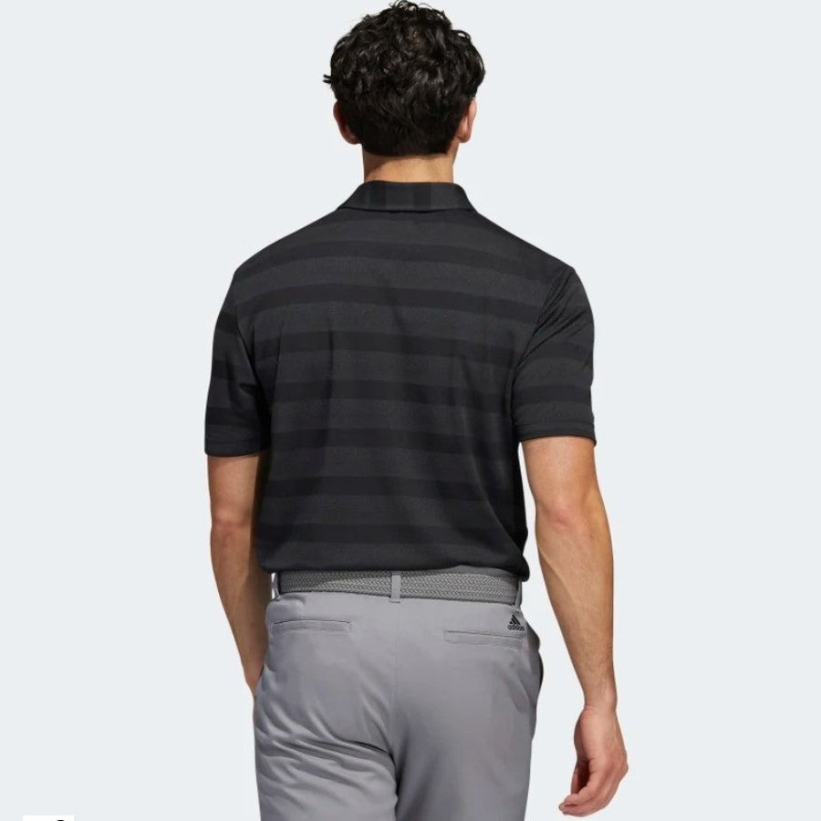 Adidas Two-Color Striped Polo Shirt - Black