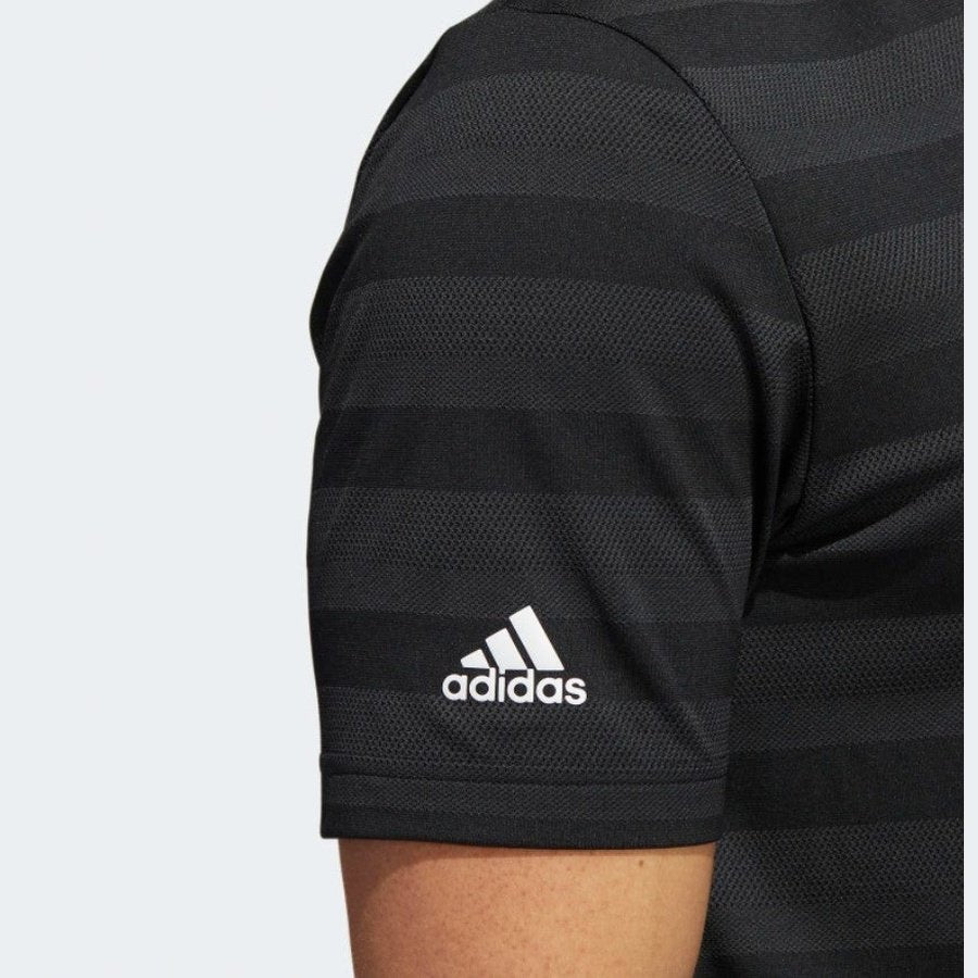 Adidas Two-Color Striped Polo Shirt - Black