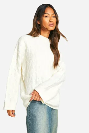 All Over Soft Knit Cable Oversized Sweater