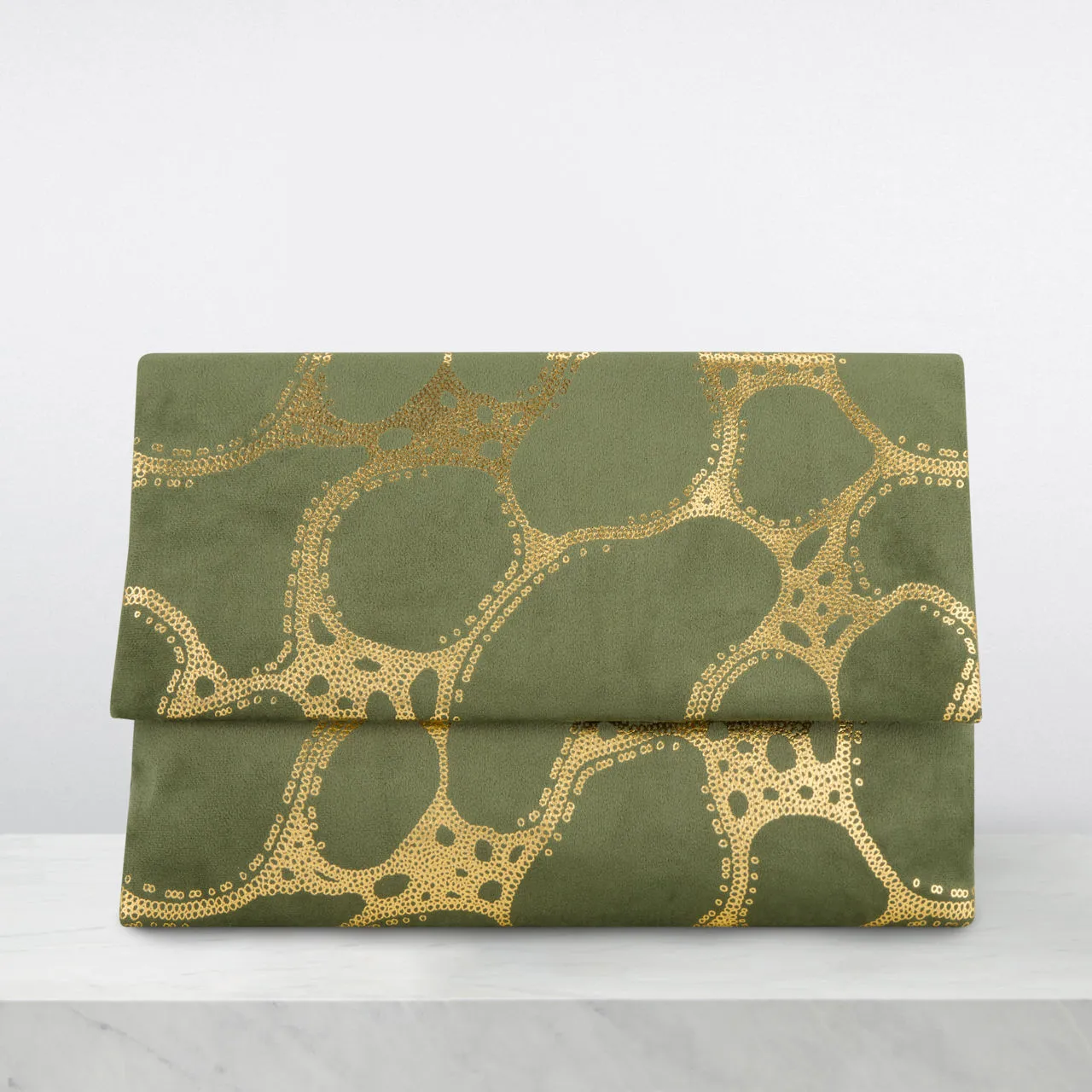 AOIFE MULLANE Printed Flap Clutch - Emerald