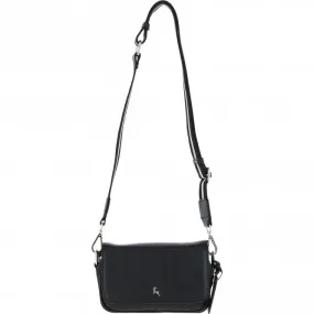 Ashwood Real Leather Flapover Crossbody Bag Black: 64295