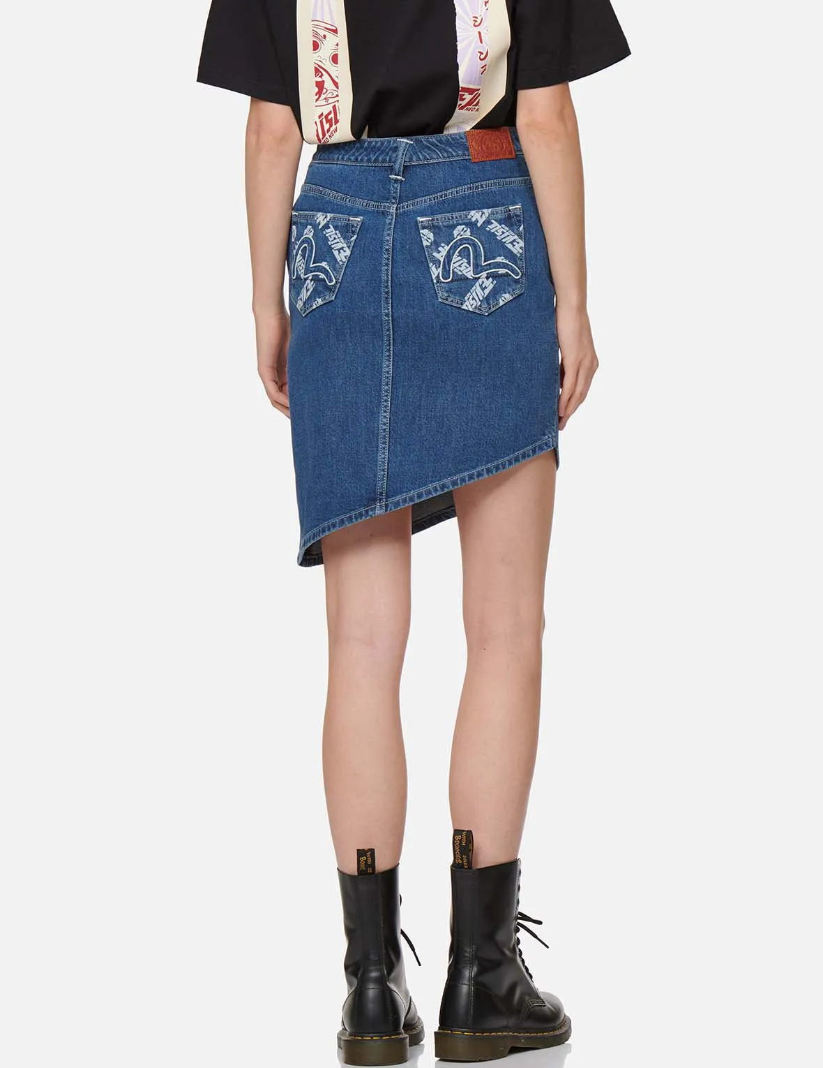 Asymmetric Cut Denim Skirt