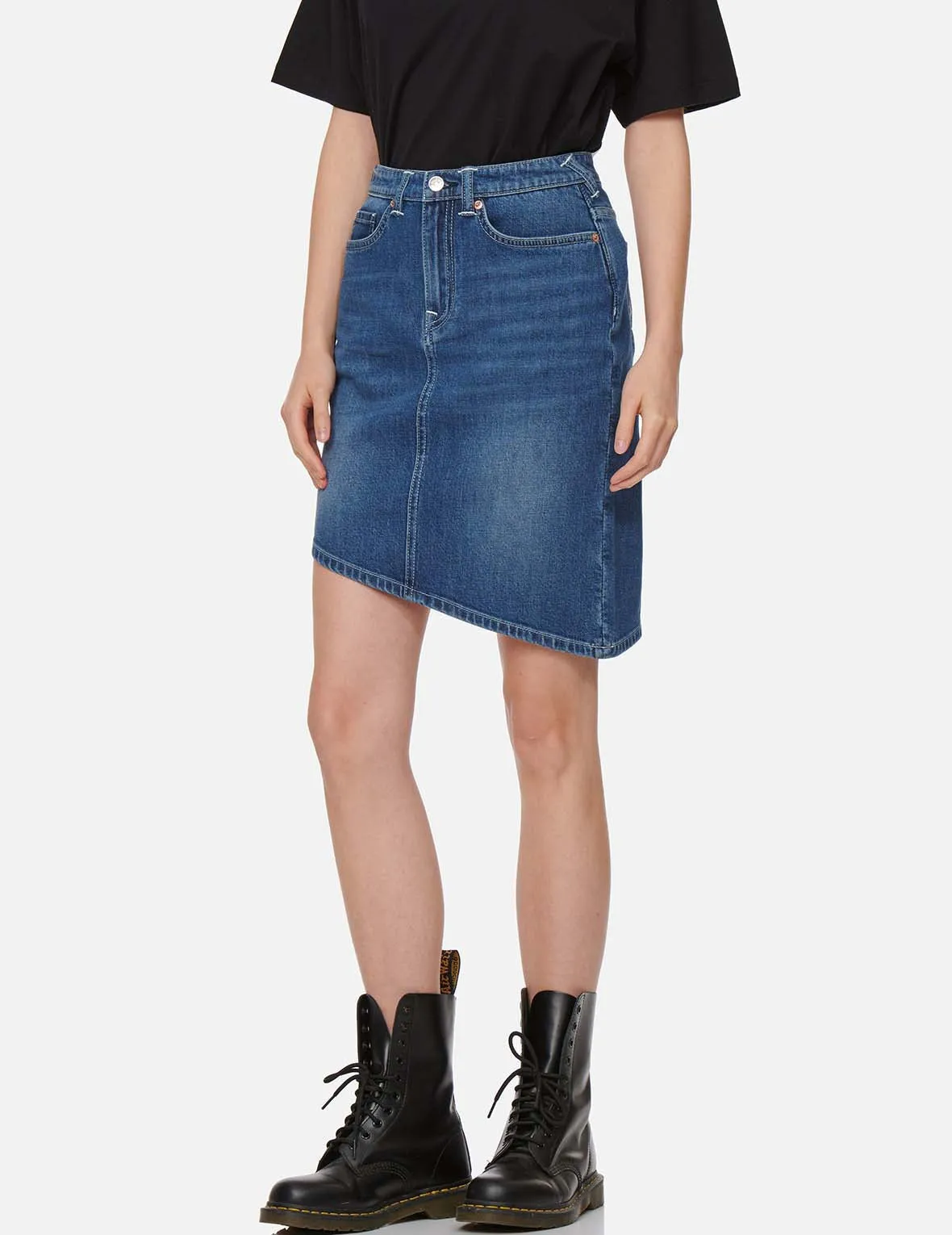 Asymmetric Cut Denim Skirt