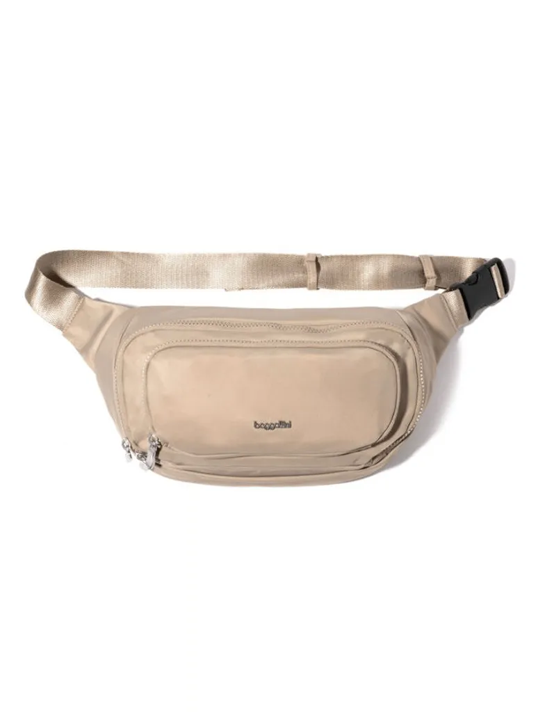 Baggallini On The Go Large Belt Bag Waist Pack in Taupe Twill