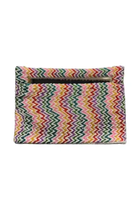 Beaded Cut Out Handle Clutch  - Zig Zag