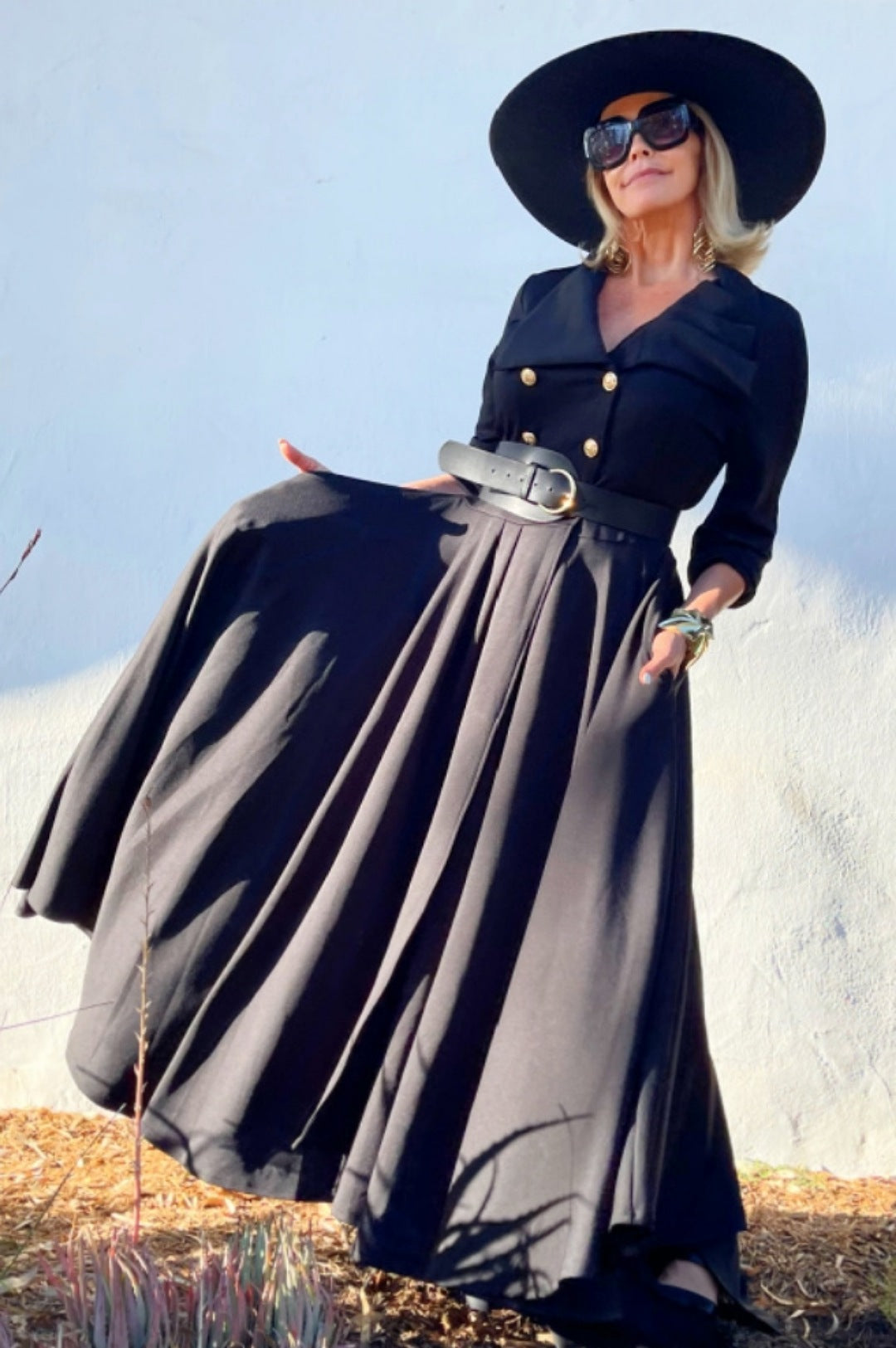 Beautiful Black Long Duster Coat Dress