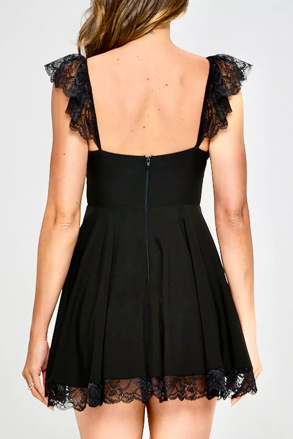 Belize black lace fit and flare dress