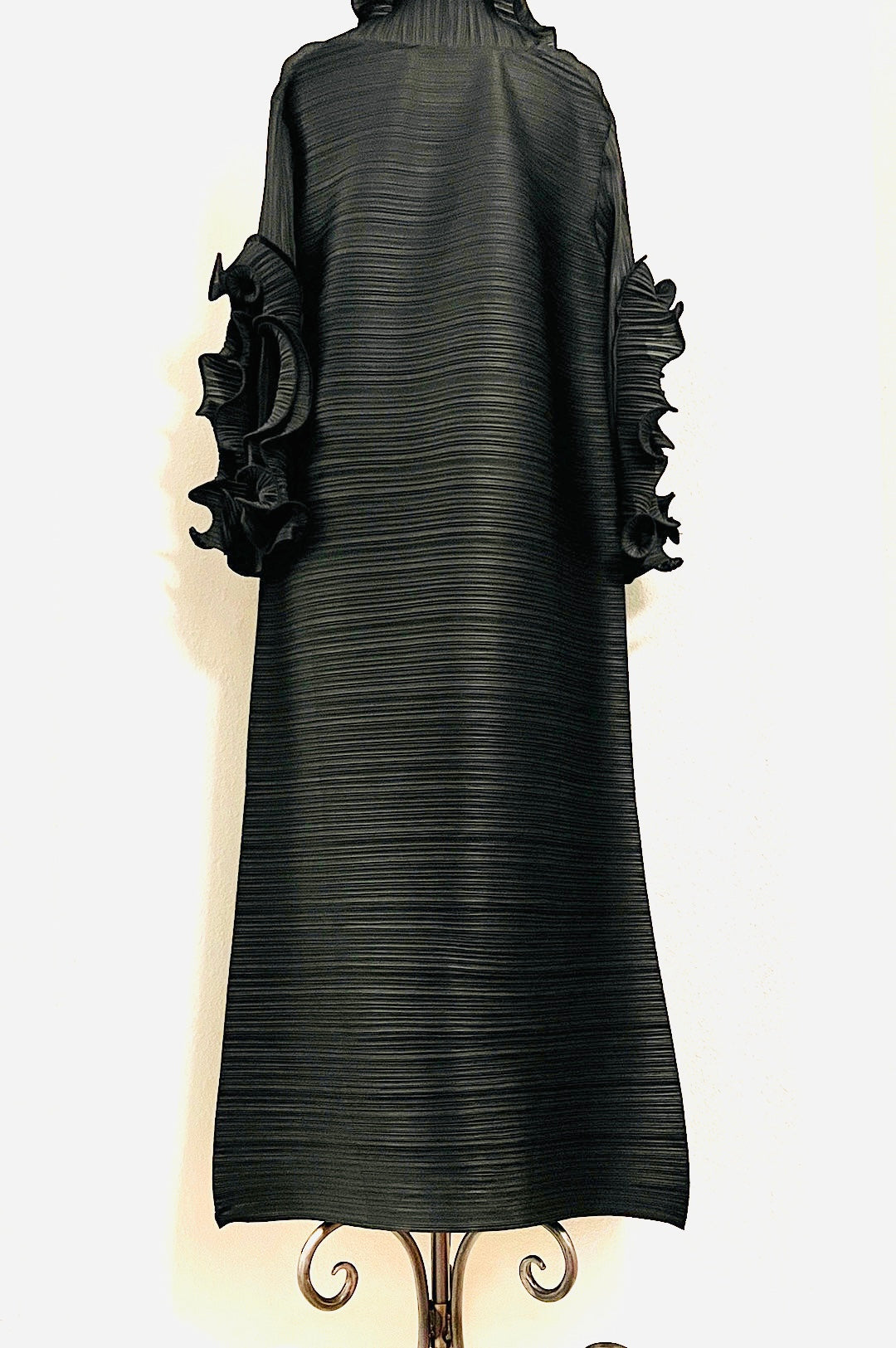 Black Front Ruffle Long Dress