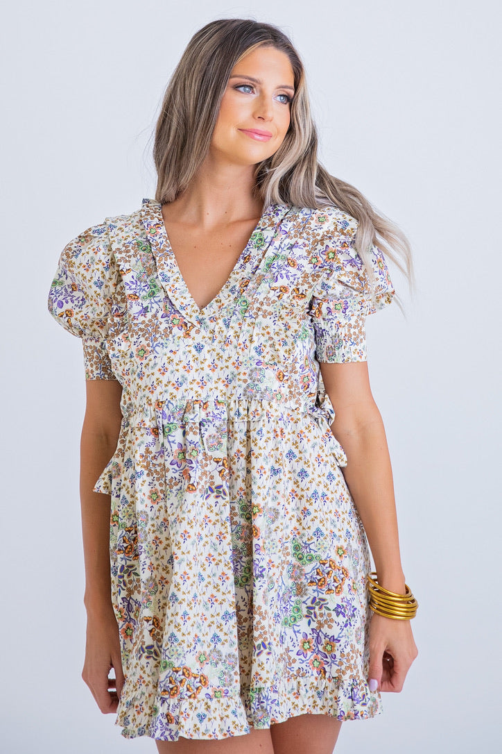 Boho Floral Poplin Dress