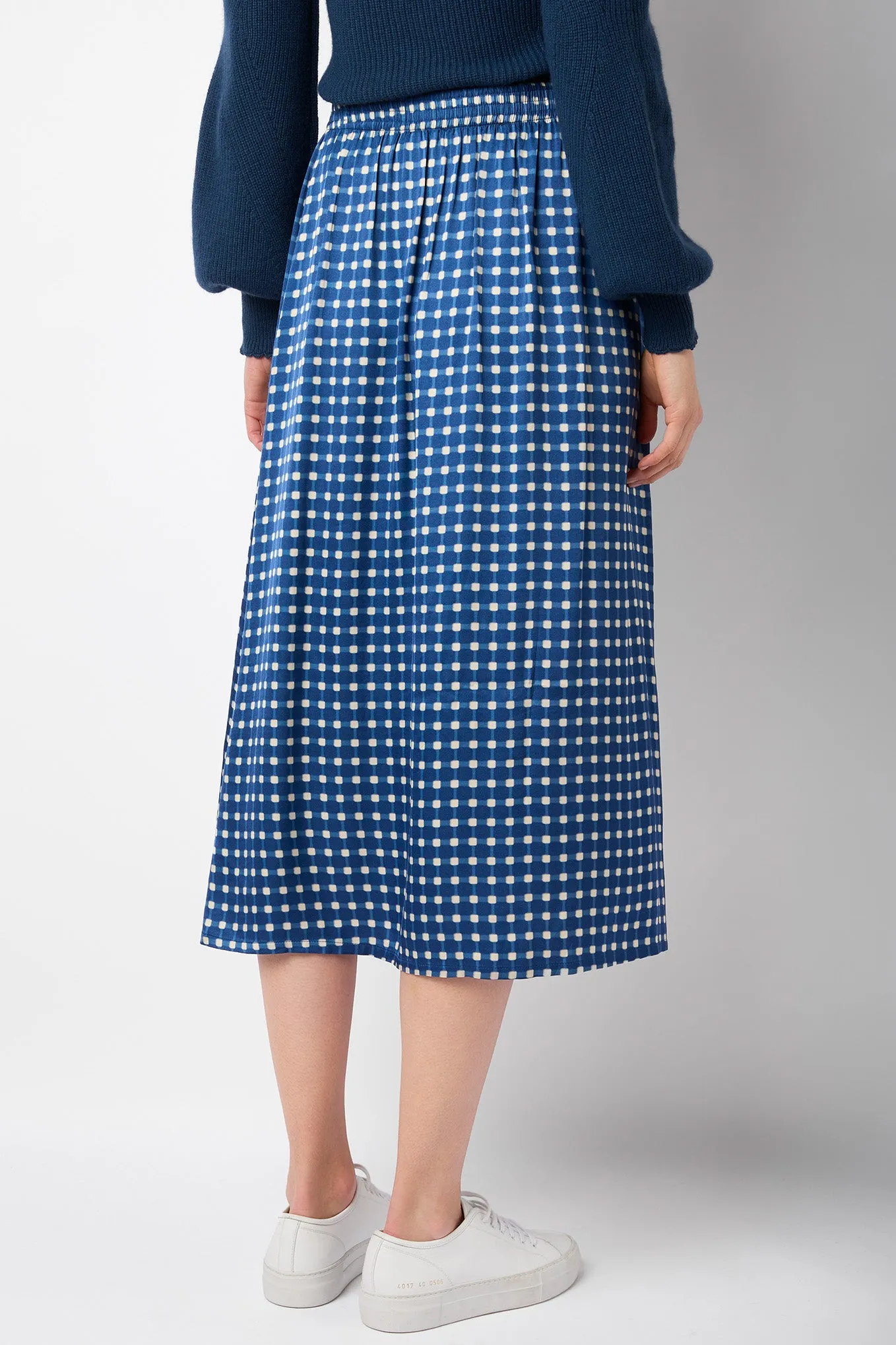 Bonnie Blurred Gingham Midi Skirt - Blue Multi