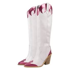 Boots Queen Tavered (White and fuchsia)