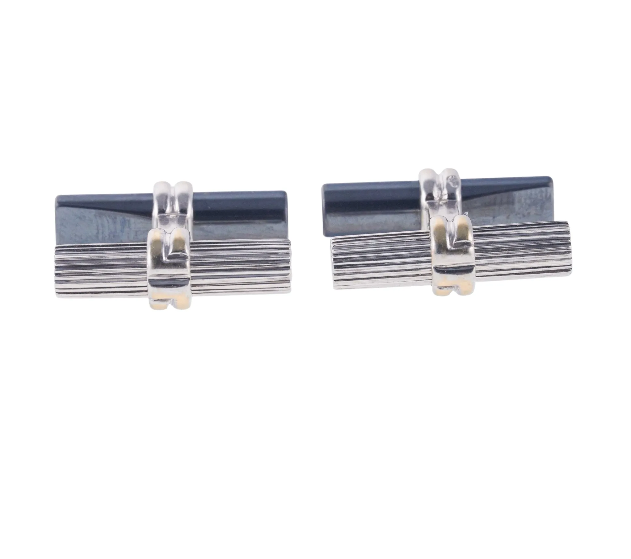 Boucheron Hematite Gold Bar Cufflinks