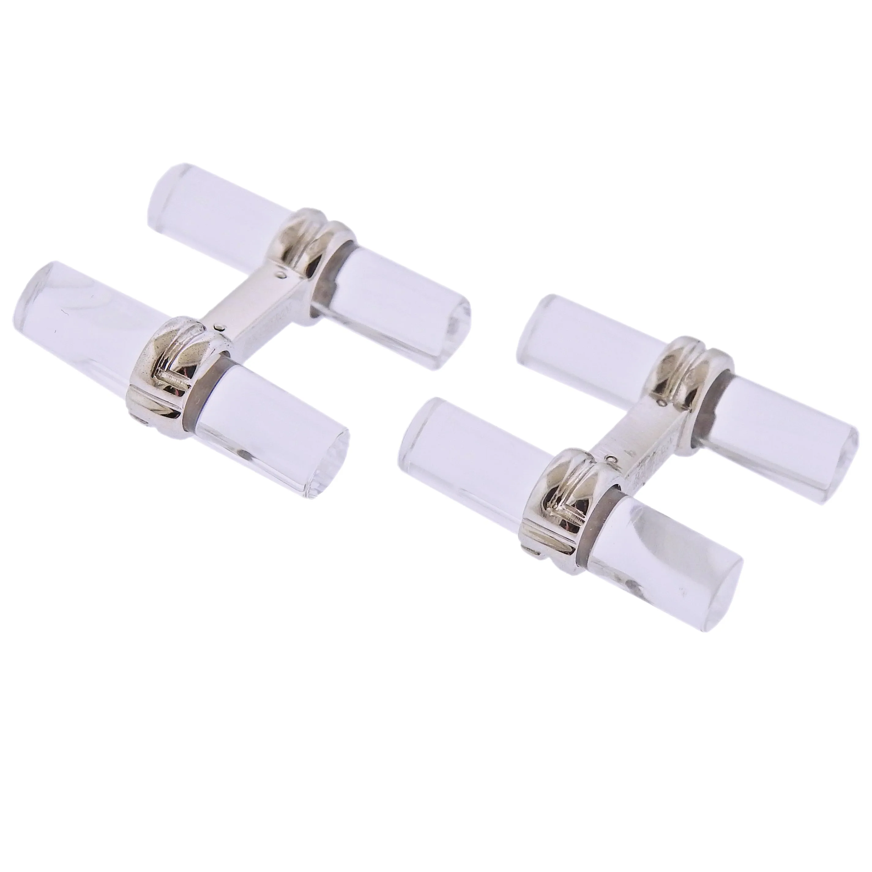 Boucheron Paris Crystal Gold Bar Cufflinks