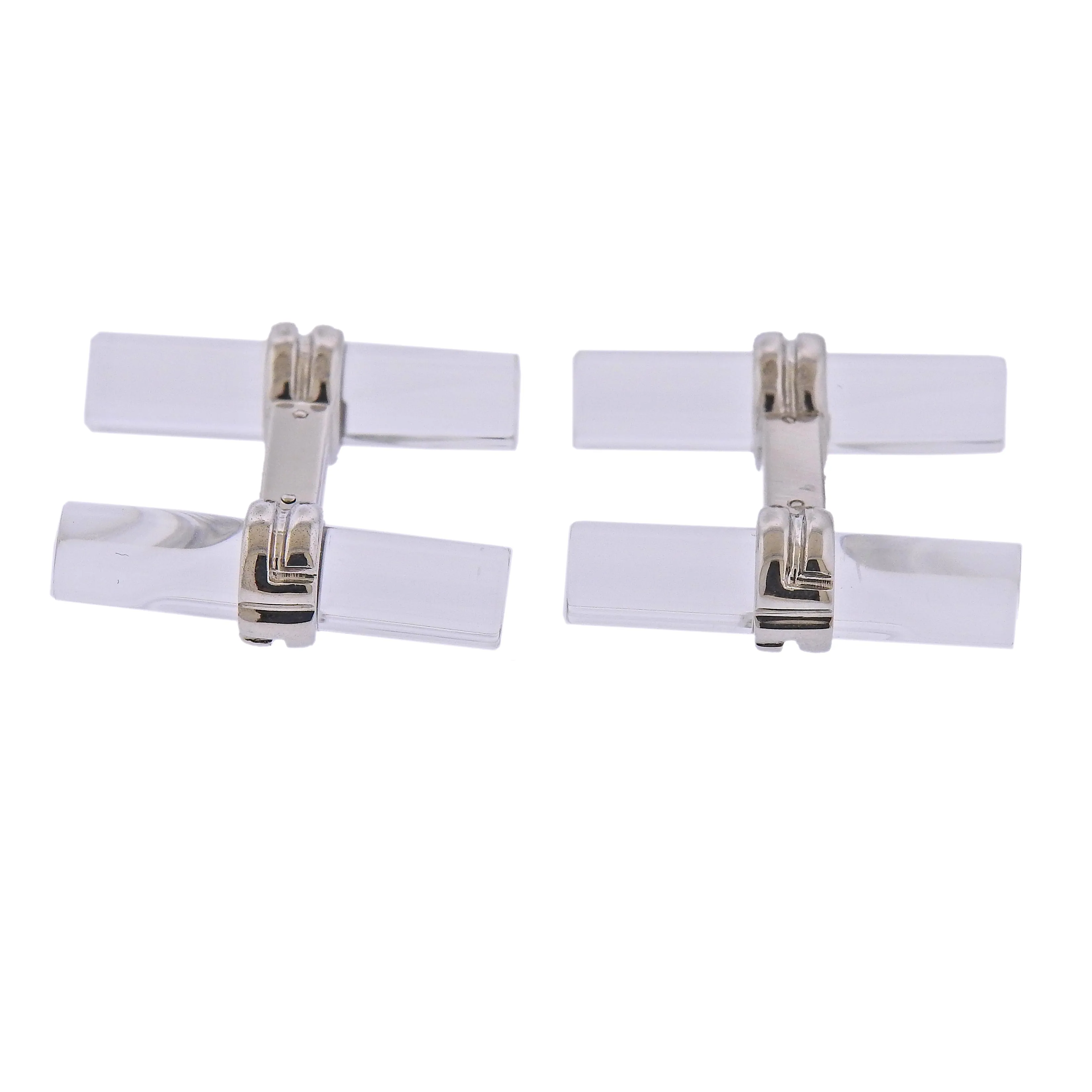 Boucheron Paris Crystal Gold Bar Cufflinks