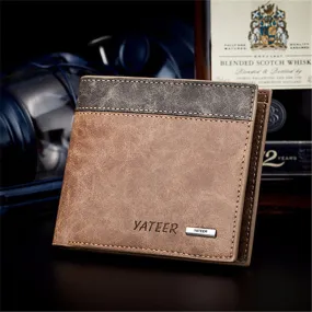 Brown Men's Leather Wallet ID Credit Card Holder Money Purse Clutch Pockets Carteira Masculina