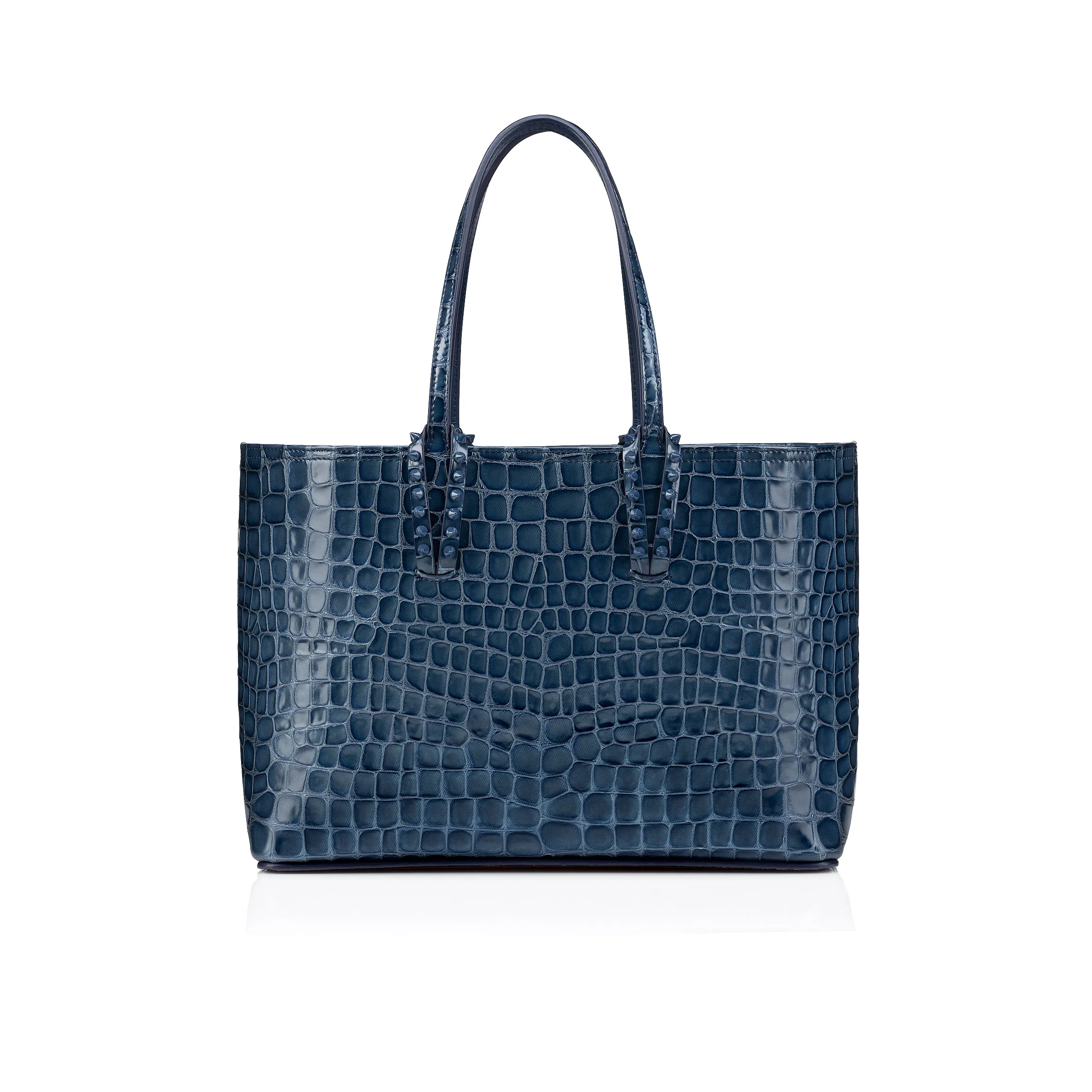 Cabata small Tote bag - Alligator embossed calf leather - Denim