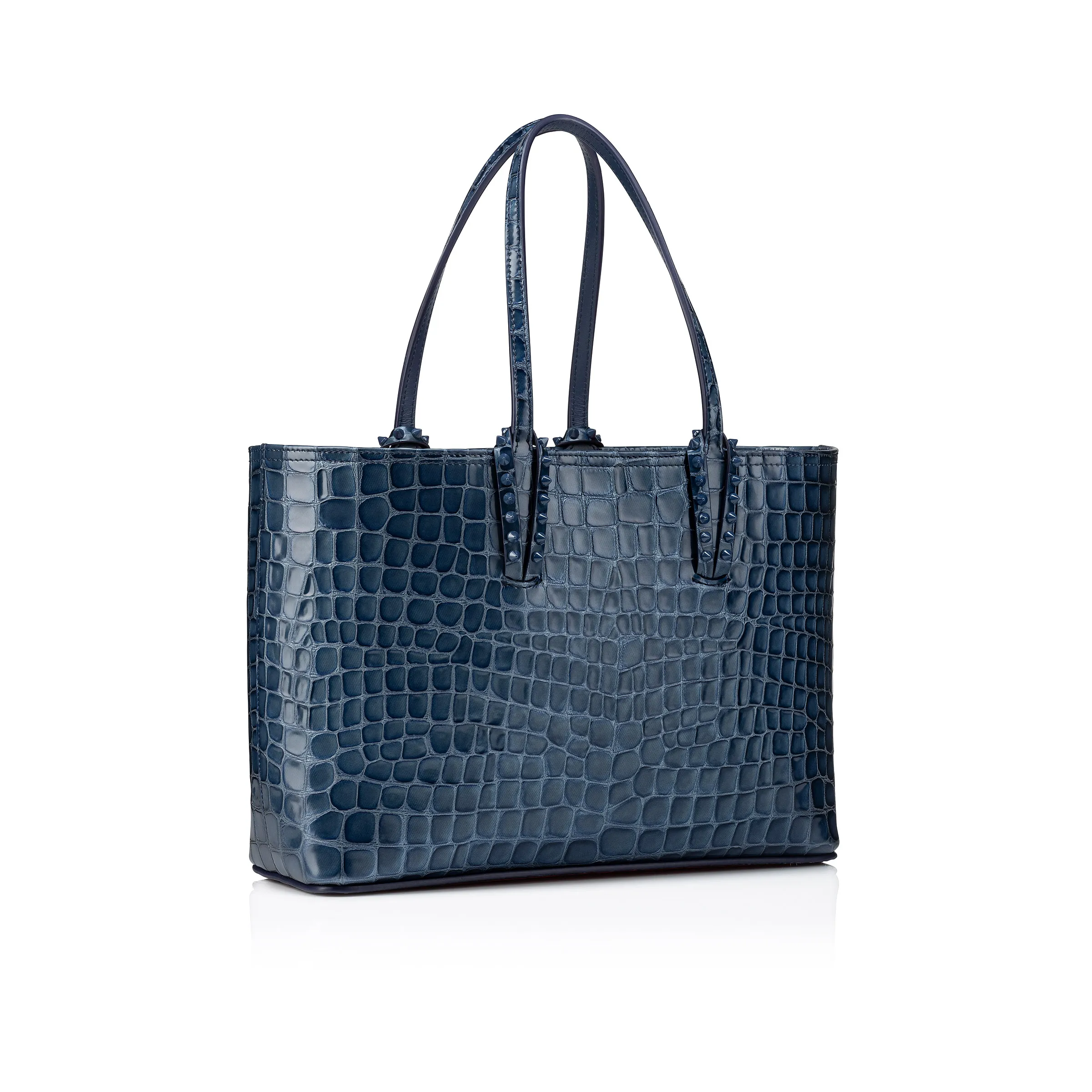 Cabata small Tote bag - Alligator embossed calf leather - Denim