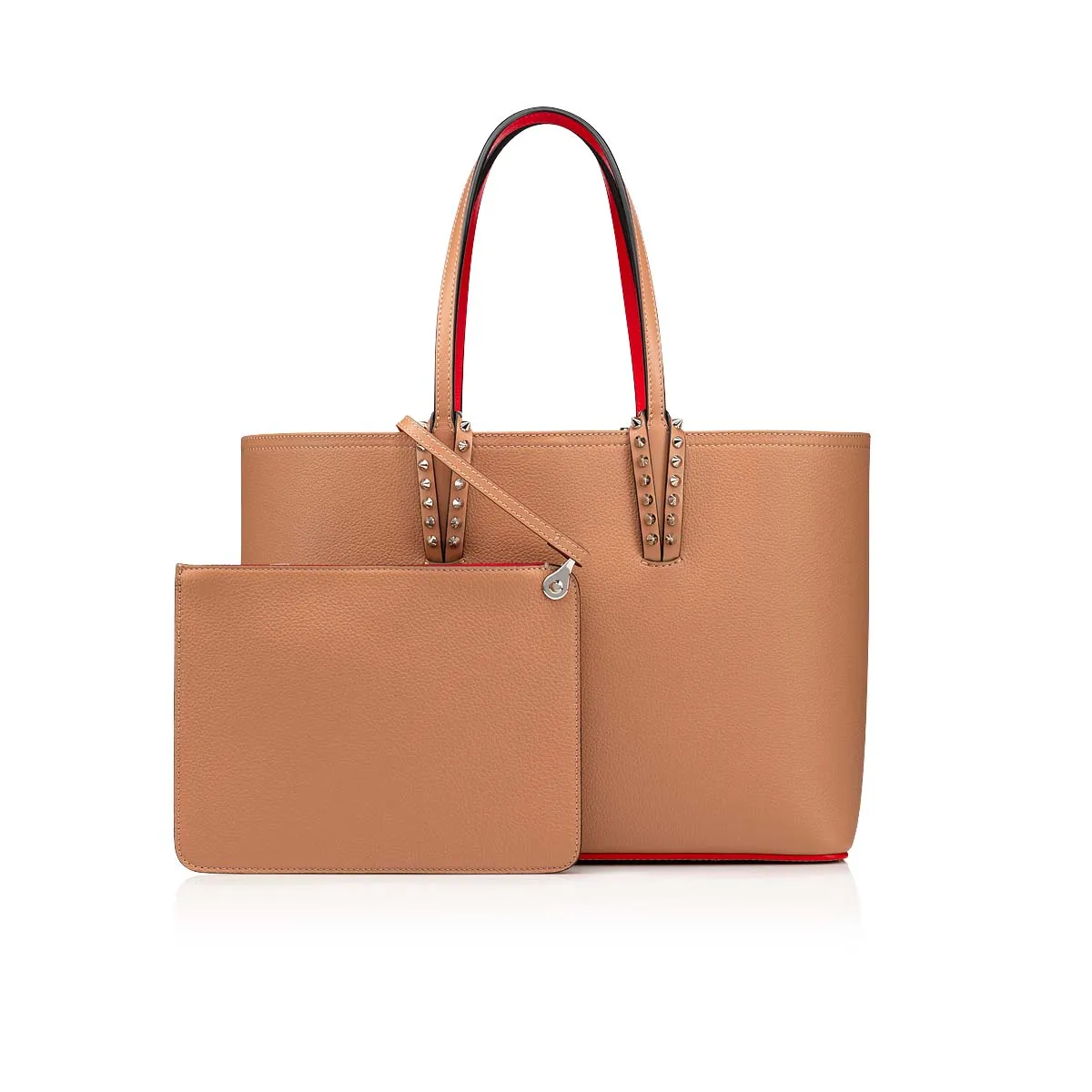 Cabata small Tote bag - Calf leather and spikes - Blush