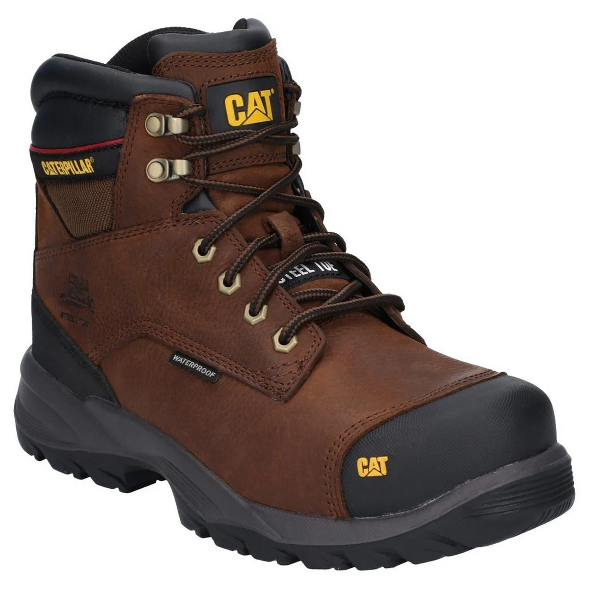 Caterpillar Spiro Lace Up Waterproof Safety Boot Dark Brown