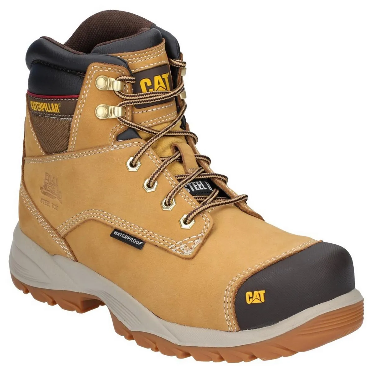 Caterpillar Spiro Lace Up Waterproof Safety Boot Honey Reset