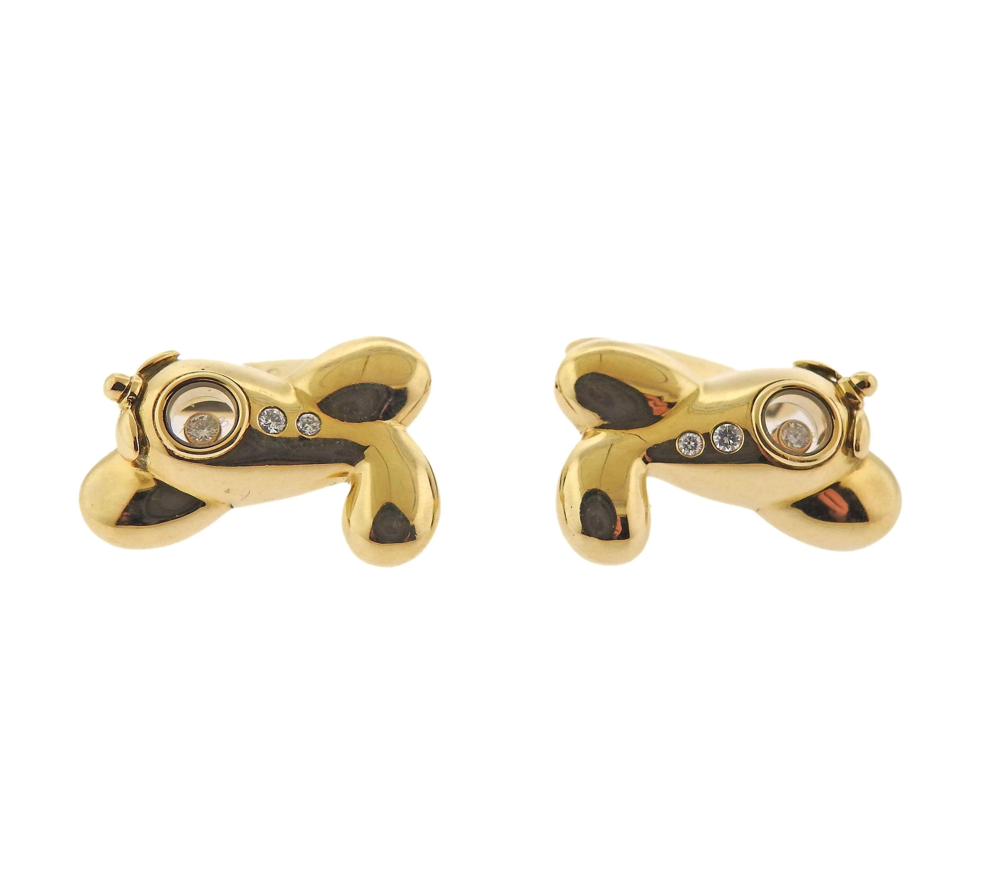 Chopard Gold Plane Diamond Cufflinks Tie Bar Set