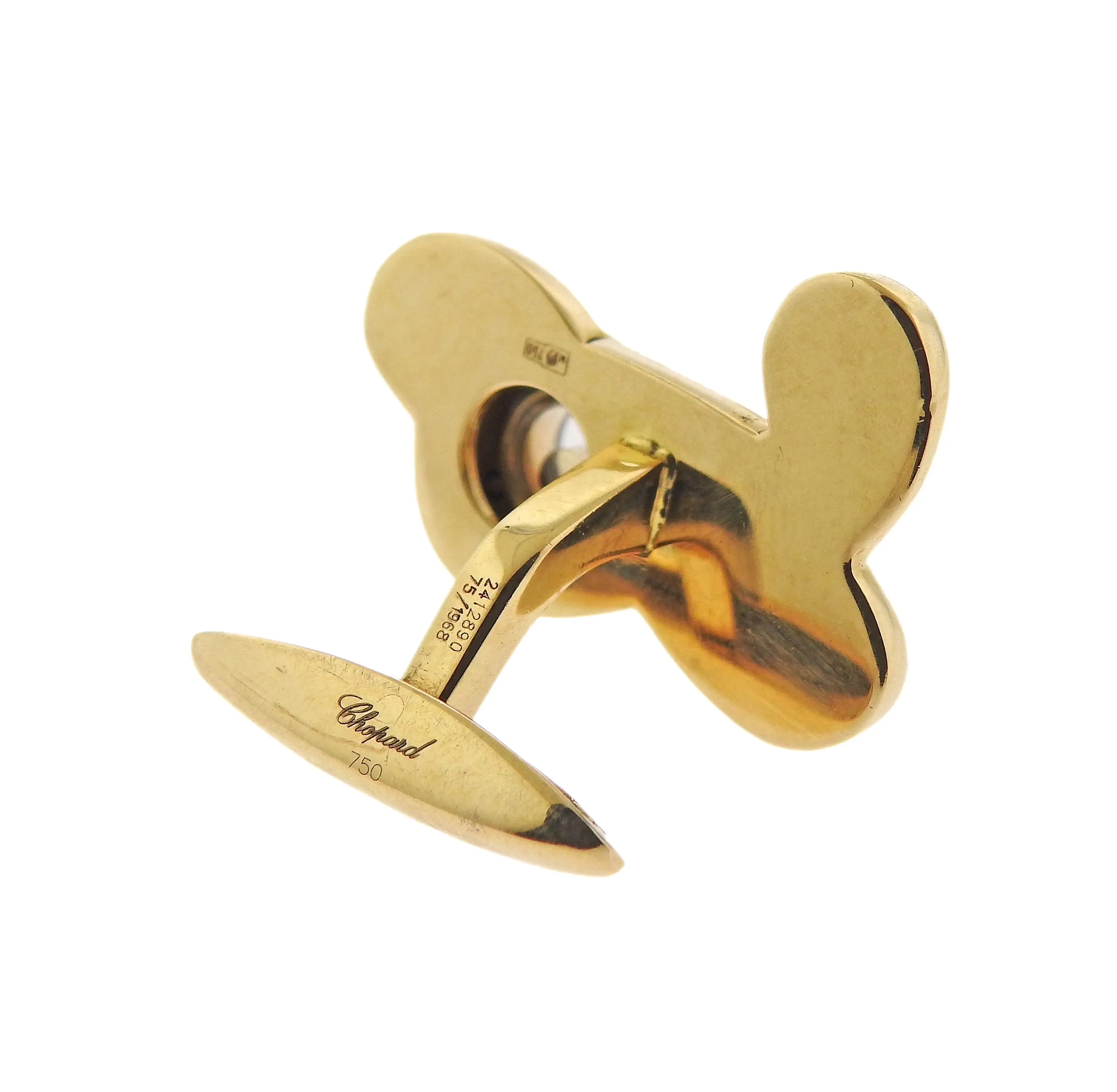 Chopard Gold Plane Diamond Cufflinks Tie Bar Set