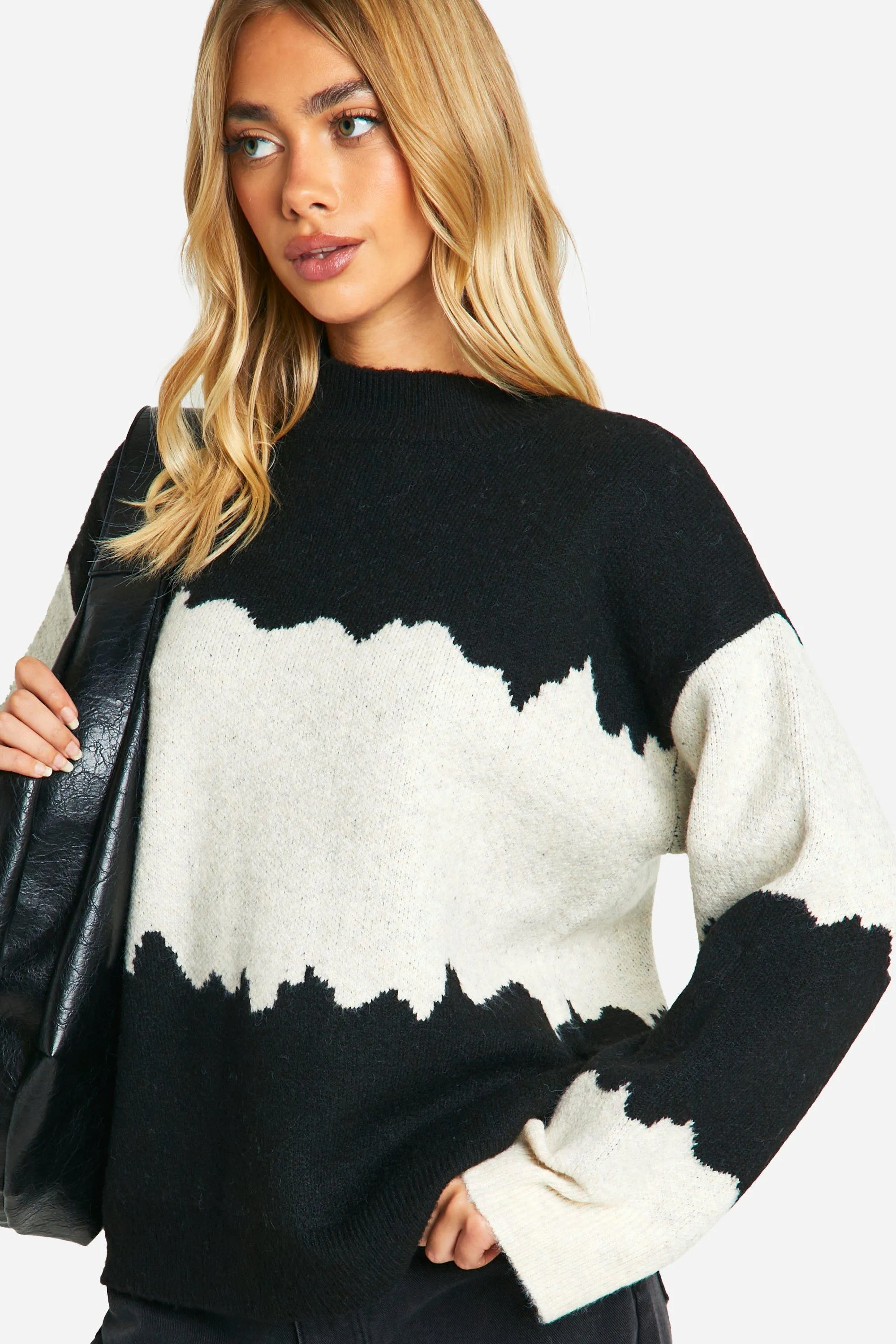 Color Block Abstract Stripe Oversized Sweater