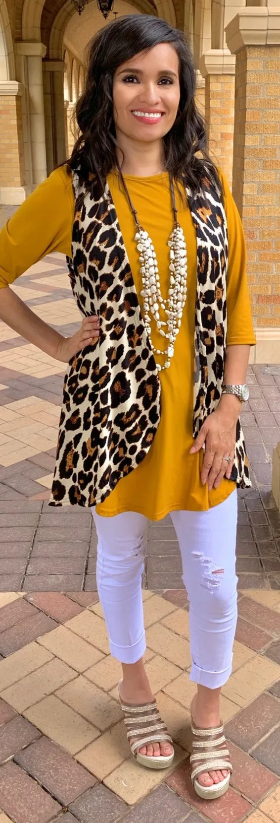 Cream Leopard Big Spot Vest