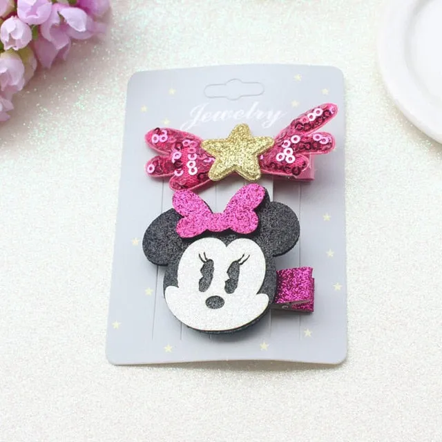 Cute children Hairpin Handmade Cartoon Minnie Mouse Ear Bowknot Wings stars hair clips Accessories kids girls Barrettes headwear