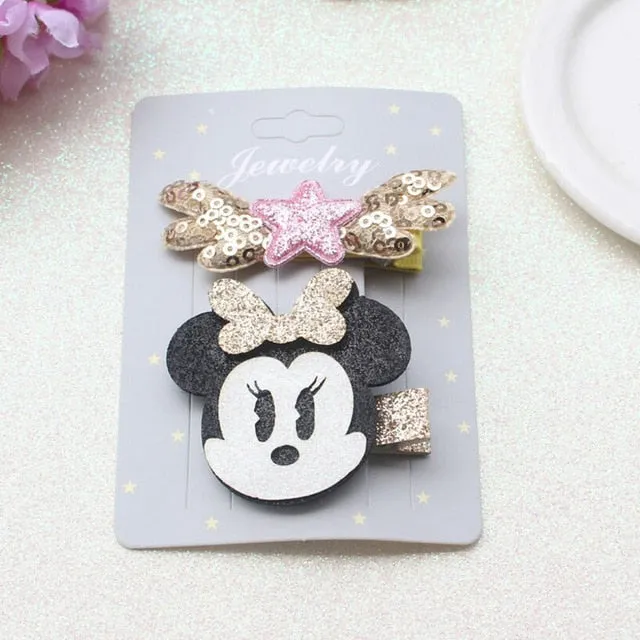 Cute children Hairpin Handmade Cartoon Minnie Mouse Ear Bowknot Wings stars hair clips Accessories kids girls Barrettes headwear