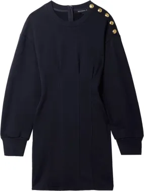 Dakasha Gold Button Cotton Mini Dress - Navy