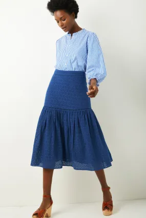 Danielle Daisy Broderie Skirt - Marine Blue