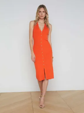 Domino Knit Dress - Tangerine/Gold